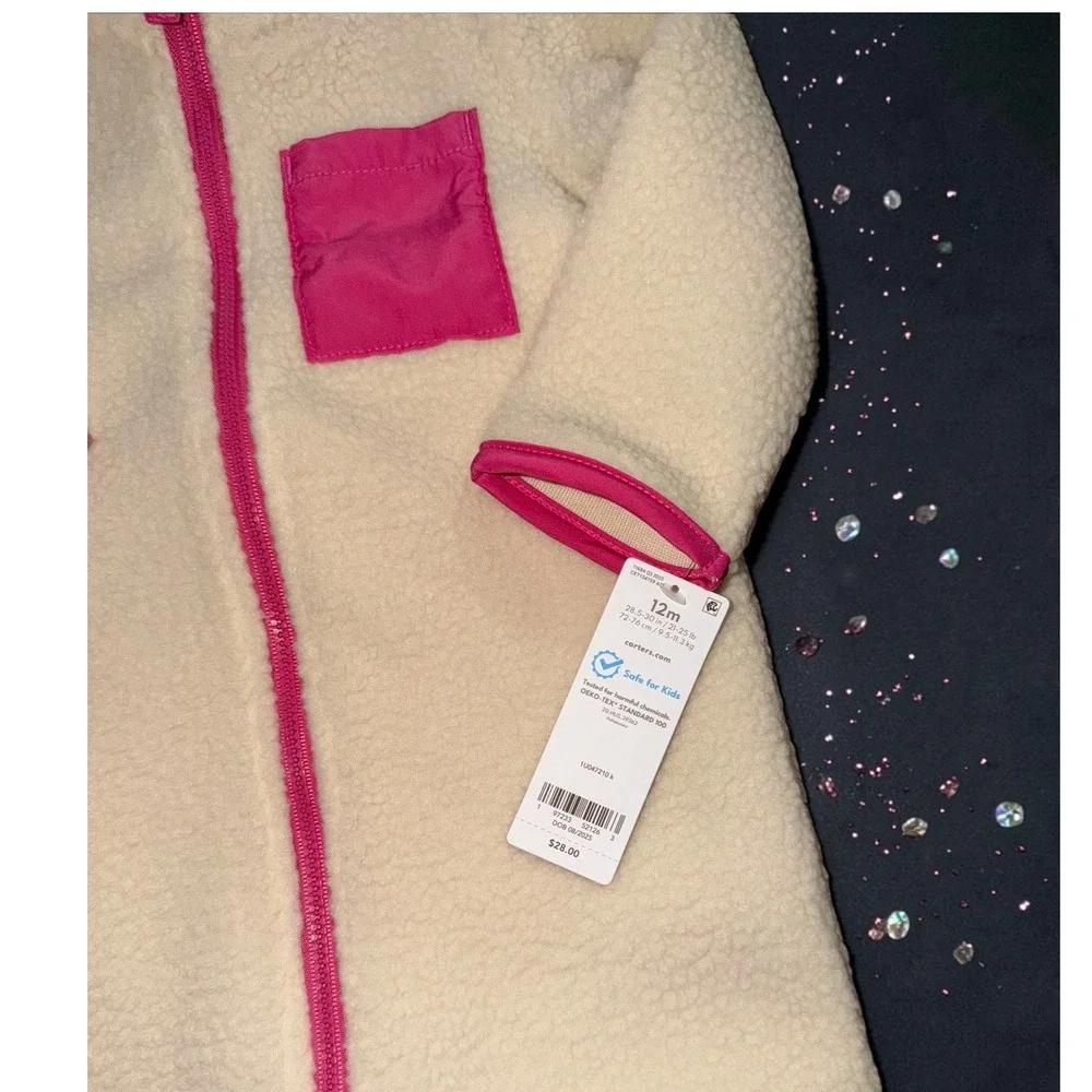 Carter's - Baby Girls Sherpa Fleece Jumpsuit - Size 12M - *NWT*